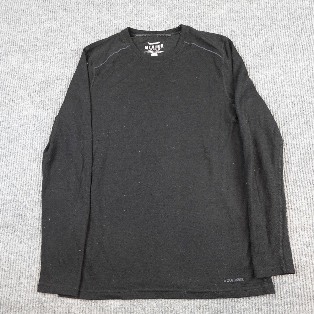 Terramar Woolskins Shirt Mens Large Black Merino Wool Long Sleeve Base Layer